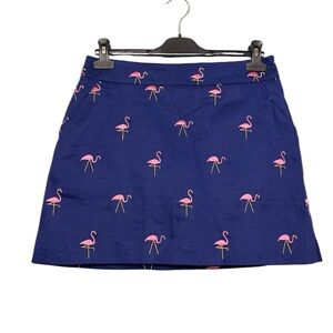 Loudmouth Embroidered Flamingos Golf Skort Navy Blue Pink Women's Size 6